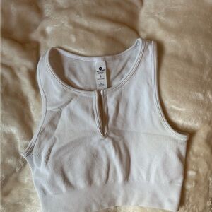 White Ribbed Women's Top